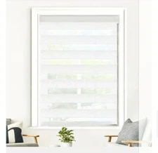 SHECUTE Zebra Blinds for Windows, 28”w x 72”h White Zebra Roller Shades