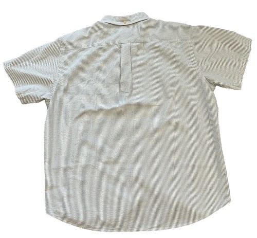 Lands End Direct Merchants XL Blue White Short Sleeve Striped Baumwolle Cotton - Picture 2 of 7