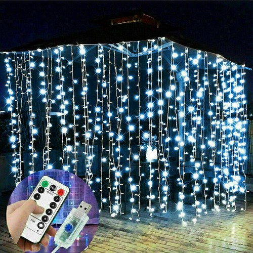 LED Star Fairy String Lights Curtain Window Christmas Party Wedding Xmas Decor - Picture 8 of 18