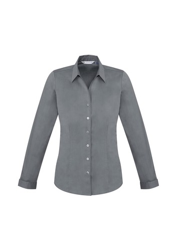 5PC X LADIES SHIRT POLY COTTON Y-NECKLINE TURN BACK CUFF LONG SLEEVE SHIRT - Picture 10 of 11