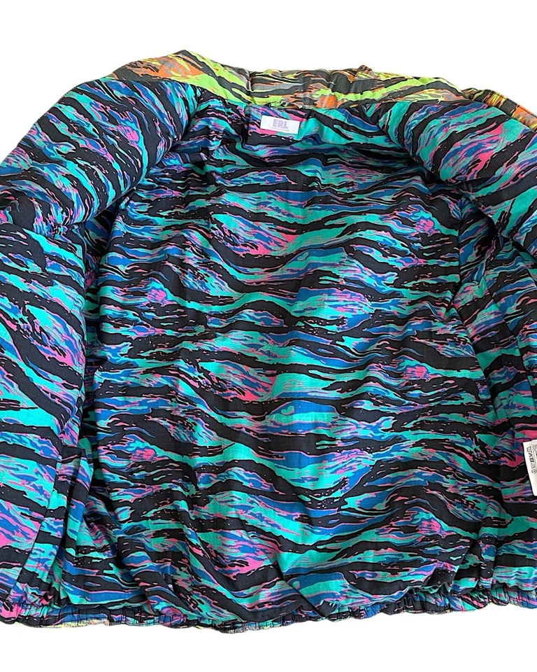 ERL Quilted Tiger Camo Pattern Down Puffer Jacket 100% Authentic Mens - Image 3 of 4