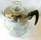 Vintage Pyrex 6 Cup Glass Percolator Coffee Pot 7756-B W/ Rare Plastic Handle