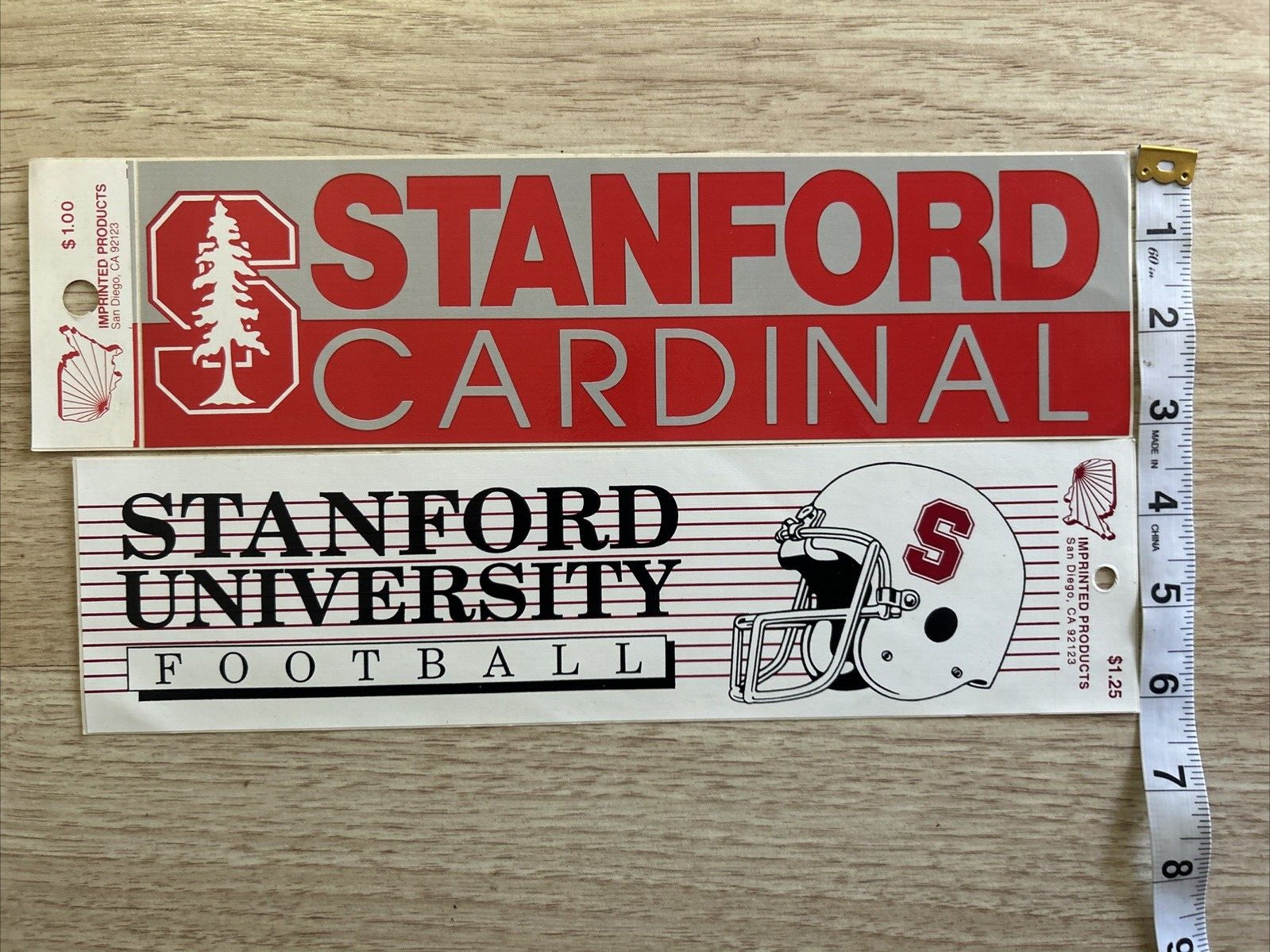 ORIGINAL STANFORD UNIVERSITY FOOTBALL Decal Stickers Imprinted Products VTG