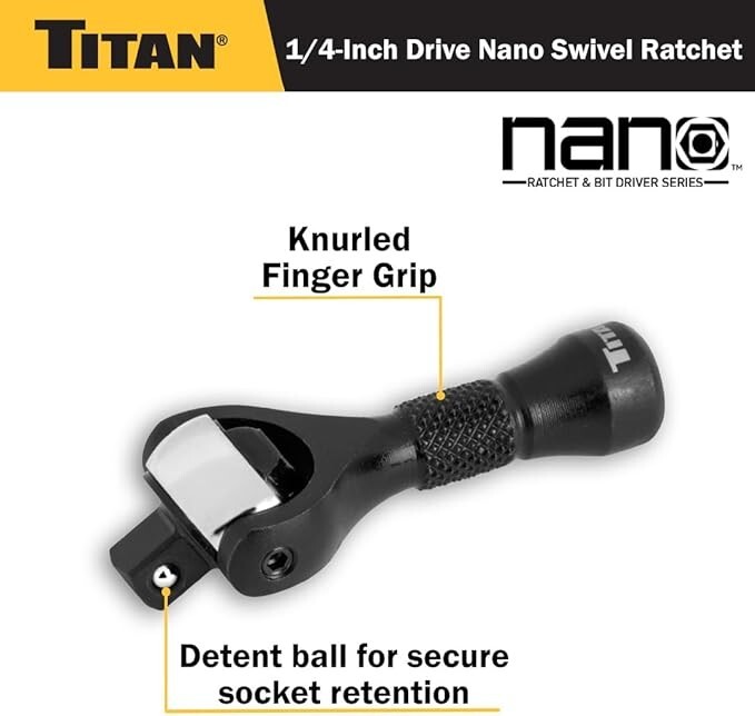 Titan 2 pc. Nano Swivel Ratchet & Bit Driver Set | 11332 | 5.000in