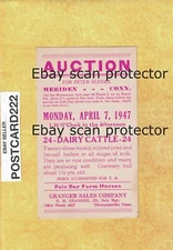 CT Meriden 1947 postal card postcard AUCTION NOTICE FOR PETER KUCHLE CATTLE