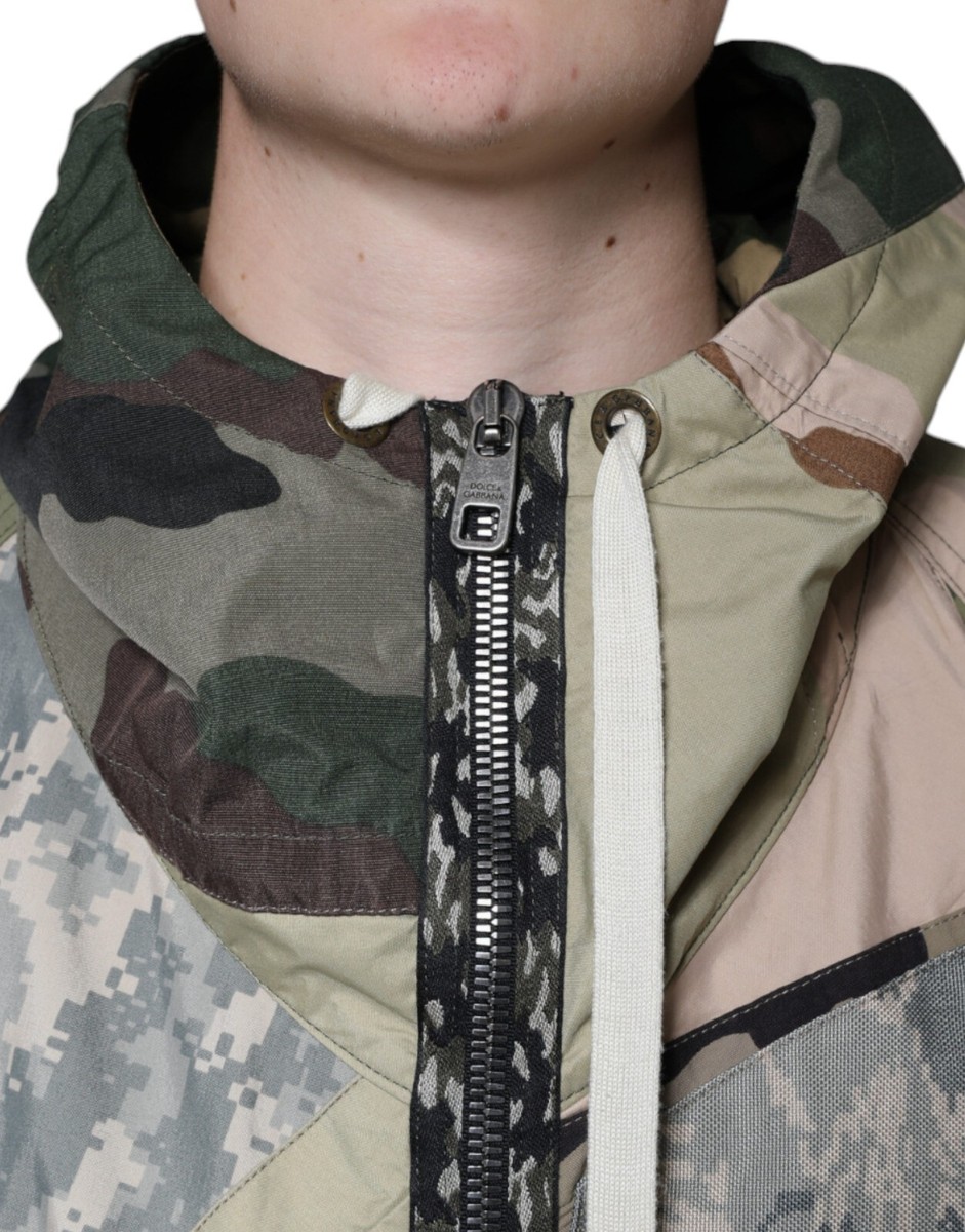 Dolce & Gabbana カモフラージュ ミリタリージャケット XL DOLCE & GABBANA Jacket Multicolor Camouflage Fullzip Hooded