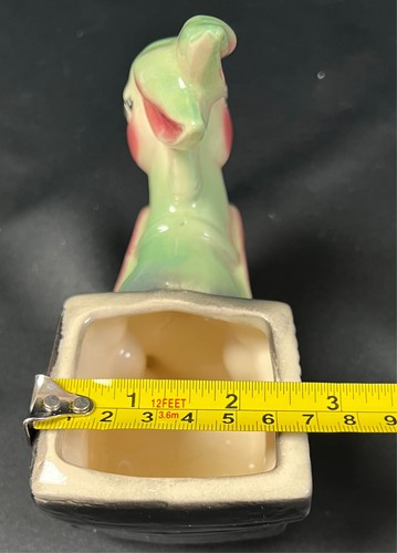 Shawnee Pottery Company Pale Green Donkey with Black Cart Planter 1950s Vintage - Picture 9 of 10