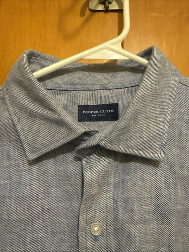 Proper Cloth Linen Blend Button Shirt Size 16/30.8 Stretch Blue - Summer ‘22 - Picture 2 of 22