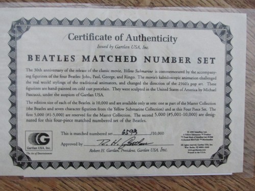 The Beatles Gartlan Yellow Submarine Figures, with Matching Numbers & COA - Picture 6 of 11