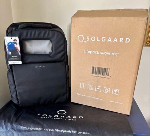 NWT Solgaard Black Laptop Lifepack Anti-theft Backpack w/ Solar Power Juicepack - Picture 2 of 17