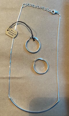 Vintage JCM Jacmel Mauritius Sterlingsilber geschwungene Stabkette + 1'' Creolen
