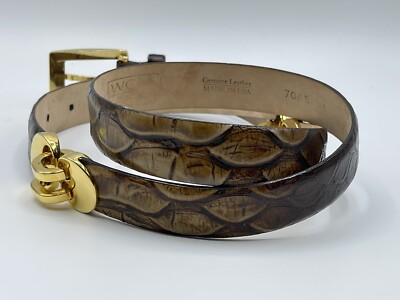 WCM New York Italian Calfskin Brown Leather Belt Snake  display picture 1