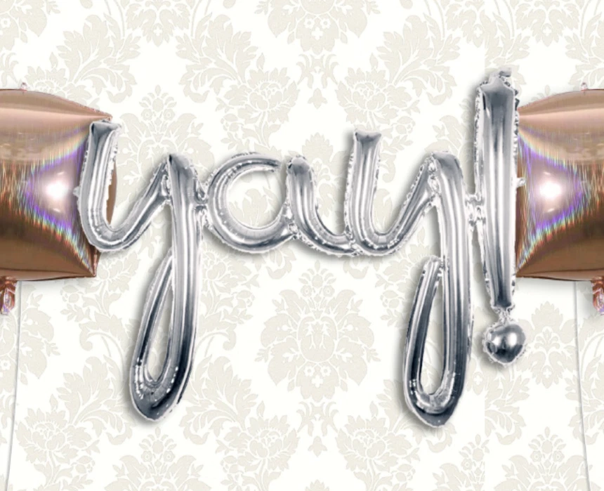 "¡YAY!" Globo de papel de aluminio + 4D cubos aire aniversario plata oro graduación  Foto 4 de 4