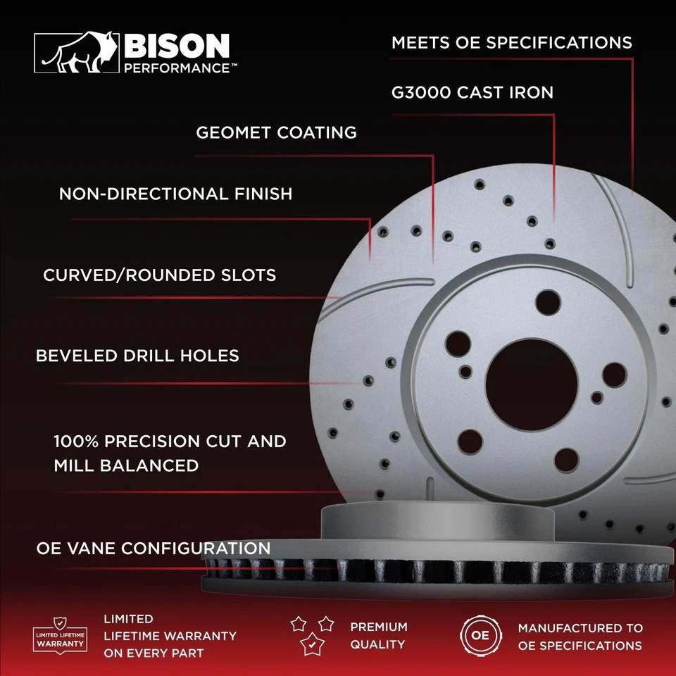 Bison Performance Front Drill Coat 293mm Brake Disc for FR-S Baja BRZ Impreza 86 - Image 2 of 4