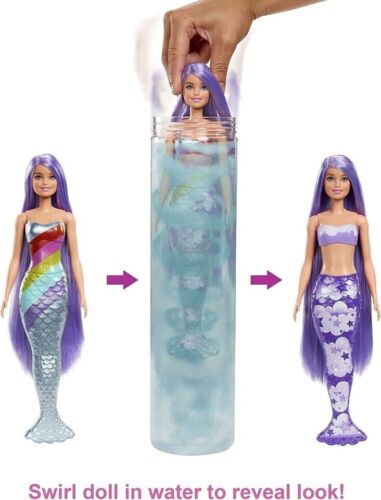 Barbie Color Reveal 1x Muñeca Sirena con Sorpresas Arco Iris Sirena MATTEL NUEVO - Imagen 3 de 4