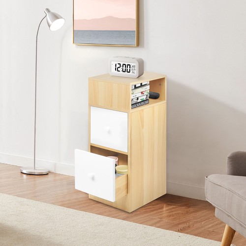 Mesita de noche cómoda organizador con dos 2 cajones cómoda organizador - Imagen 18 de 22