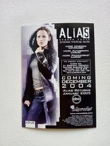Inkworks - Alias "ALIAS" #A3-UK Season 3 2004 UK Promo Trading Card - Picture 3 of 3