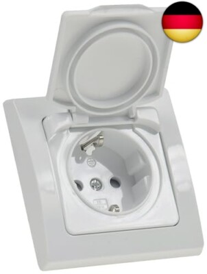DELPHI Steckdose Unterputz IP44 Aussen Innen mit Dichtung Klapp-Deckel 250V 16A