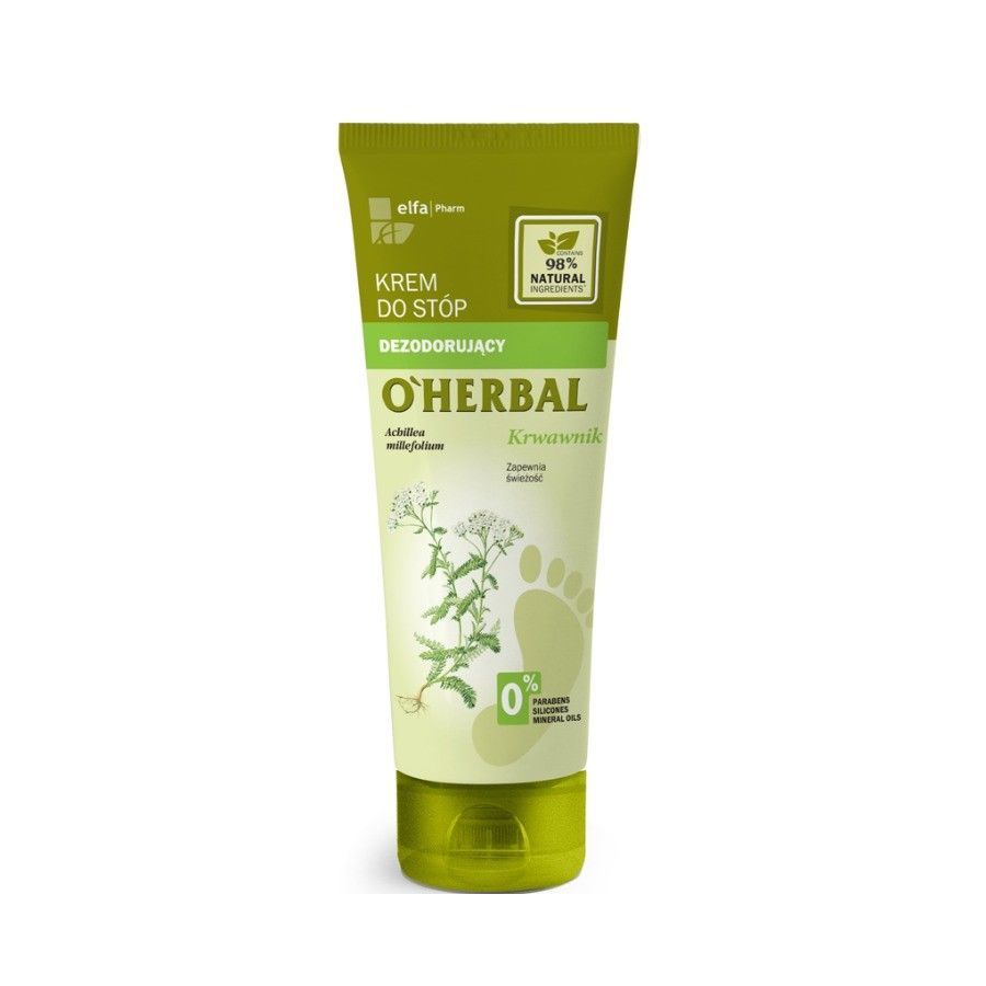 Deodorizing foot Cream Yarrow extract normalizes perspiration 75ml O'Herbal 3013