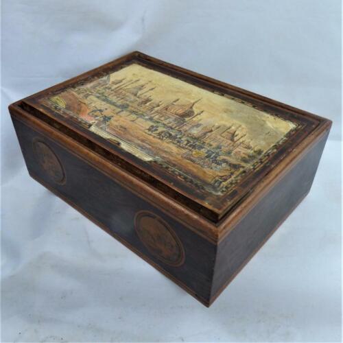 1821 UPTON BRIGHTON PAVILION TUNBRIDGE WARE GEORGIAN BOX - MAHOMED'S BATHS - Foto 4 di 11