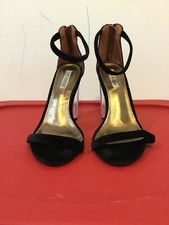 Cape Robbin Women s Heels Zipped Black Ankle Strap Transparent Heel Size 8.5M