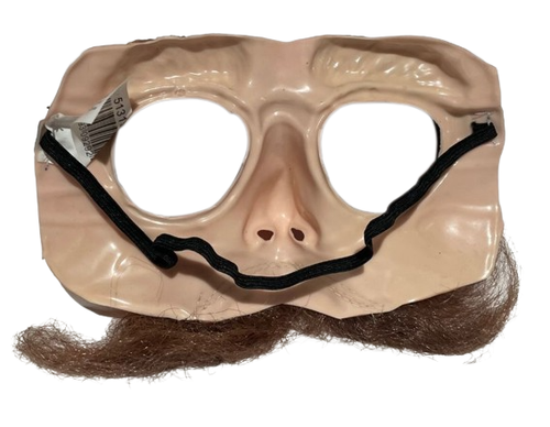 Divertida MEDIA MÁSCARA BIGOTE HIPSTER GRANDE Gafas de Goma Marrón Tupido Manillar Adulto - Imagen 12 de 17