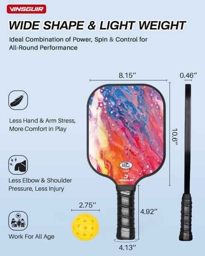 Pickleball Paddles Set USAPA Approved Pickle Ball Paddle Set of 2 Pickleball - Picture 3 of 6