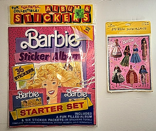 New Vintage 90s BARBIE Album Stickers Starter Set Hallmark 4 Sheets Mattel Dolls
