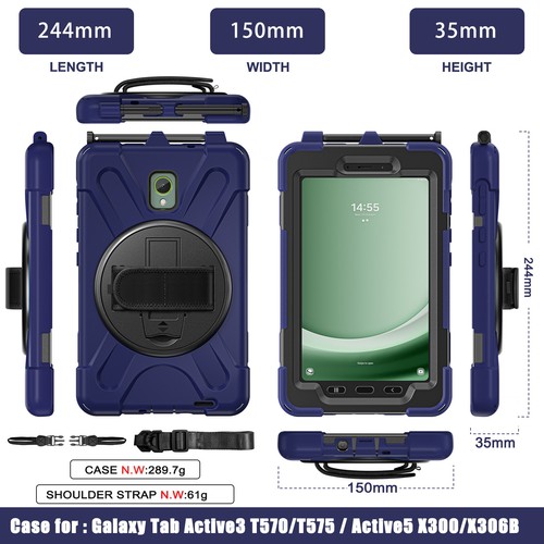 Shockproof Hand Shoulder Strap Stand Case Cover for Samsung Tab Active 3/5/5G - 第 3/94 張圖片