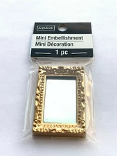 NEW MINIATURE MINI DETAILED GOLDEN FRAMED WALL MIRROR DOLLHOUSE DISPLAY DIORAMA