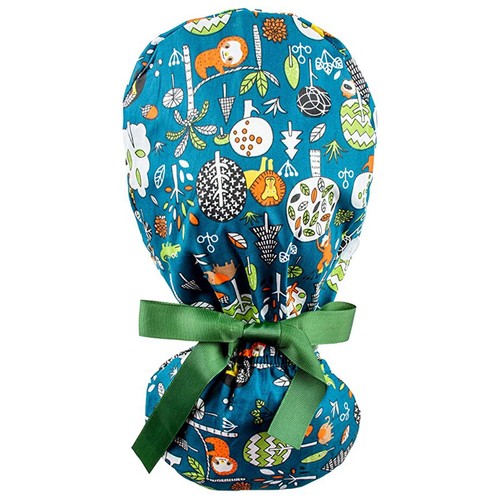 Women Floral Long Hair Medical Scrub Cap Adjustable Doctor Nurse Bouffant Hat - Picture 11 of 30