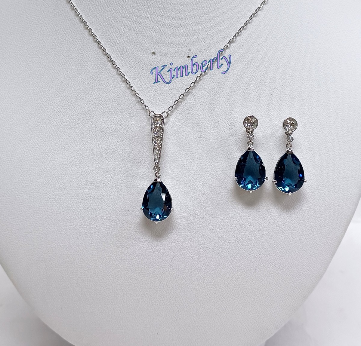 Swarovski Vintage Set Drop Shape DARK BLUE Crystal Authentic NEW