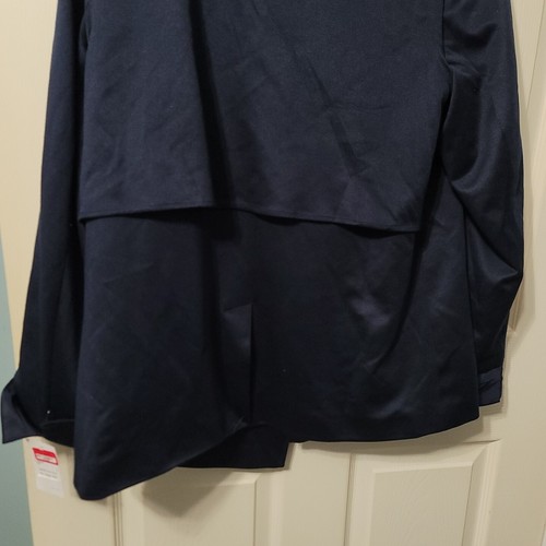 NWT $129 Women's ADRIANNA PAPELL Drape Front Blazer Coat Jacket Navy Blue sz-M - Picture 6 of 11