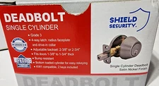 Shield Security DEADBOLT Single Cylinder Lockset Satin Nickle - Keyed