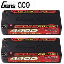 2X Gens Ace 4400mAh 140C 7.6V 2S Lipo Battery HardCase HV Shorty For Racing Car