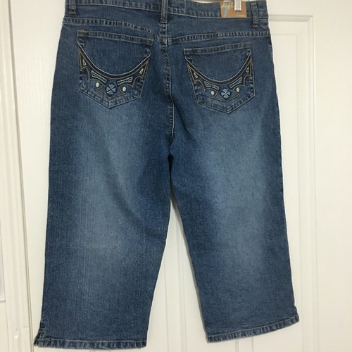 Duplex by Tyte Cropped Jeans Blue Denim Womens Size 10 - Picture 2 of 7