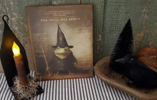 FROG SPELLS BLACK WITCH HAT FOLK GOTHIC PRIMITIVE VINTAGE STYLE HALLOWEEN SIGN