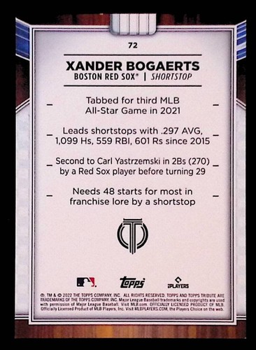 Xander Bogaerts 2022 Topps Tribute #72 - Foto 2 di 2