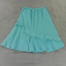 Match Point Linen Skirt Womens XL Turquoise Blue Ruffle