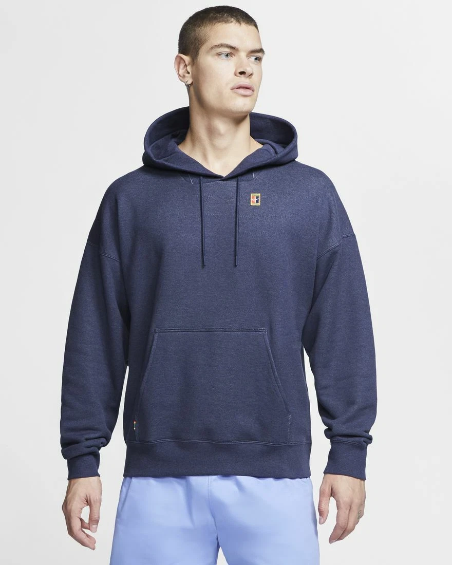 Nike Court Mens Fleece Tennis Hoodie Sweatshirt Obsidian Heather Blue L | eBay