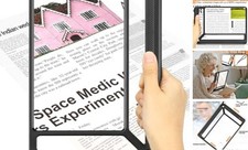 Full Page Magnifying Glass for Reading, Lightweight Rectangular 5X Black