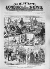 Original Old Antique Print 1884 Souakim Red Sea Steamer Mansourah Egyptian Army