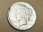 1921 high relief PEACE U.S. silver dollar. Cleaned VF, lots of small marks. #kd5
