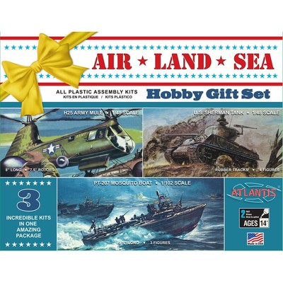 Atlantis Models Land, Sea And Air Hobby Gift Set 1/48 H25 Helicopter, 1/102 Pt-2