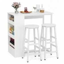 91 cm Counter Height Bistro Table with 3 Storage Shelves & 2 Stools