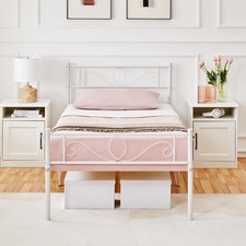 Yaheetech Letto Singolo in Ferro Battuto a Doghe Struttura Letto in Metallo 90 x