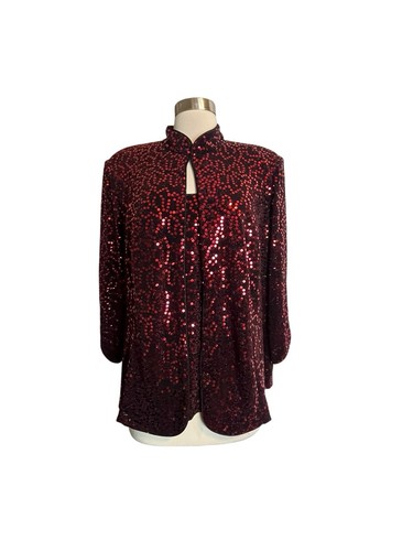 Alex Evenings Jacket Tank Twin Set Size 2X Red Sequin Formal Sparkly