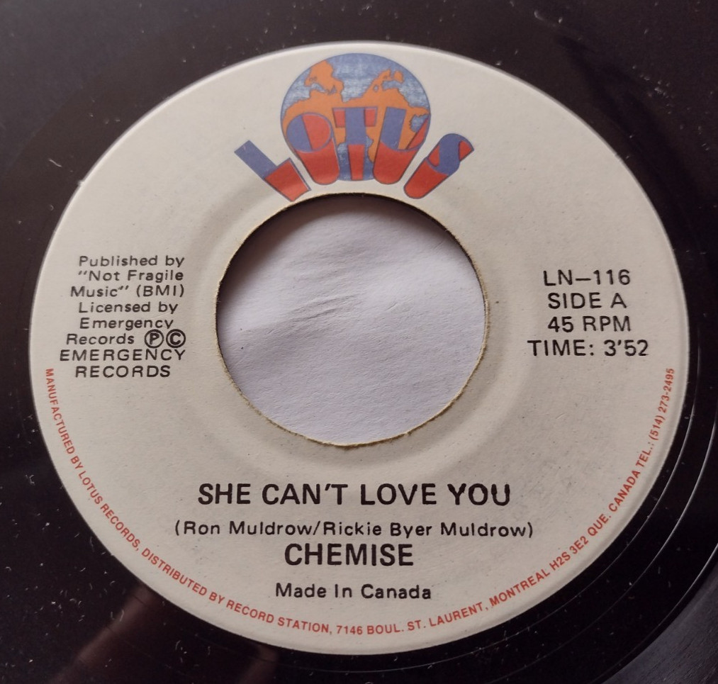photo of Canada Ex To Nm- Chemise She Cant Love You 1982 Modern Funk Soul Boogie 45