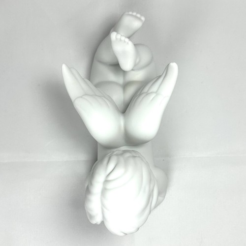 Statuina porcellana Rosenthal classica bisque bianca angelo cherubino mento in mano - Foto 6 di 7