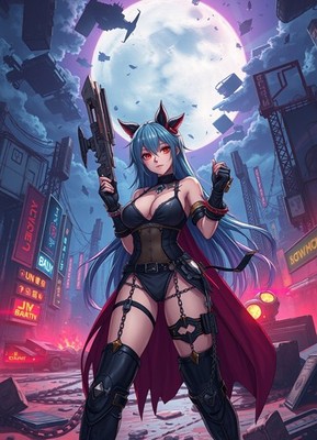 SEXY Post Apocalyptic Anime WAIFU 4x6 Print  Fantasy Art 060926-04